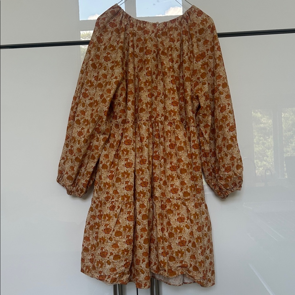 Hyacinth House Burnt Orange Floral Brynn Mini Dress Sz XL Cotton blend tnuck - Picture 4 of 16